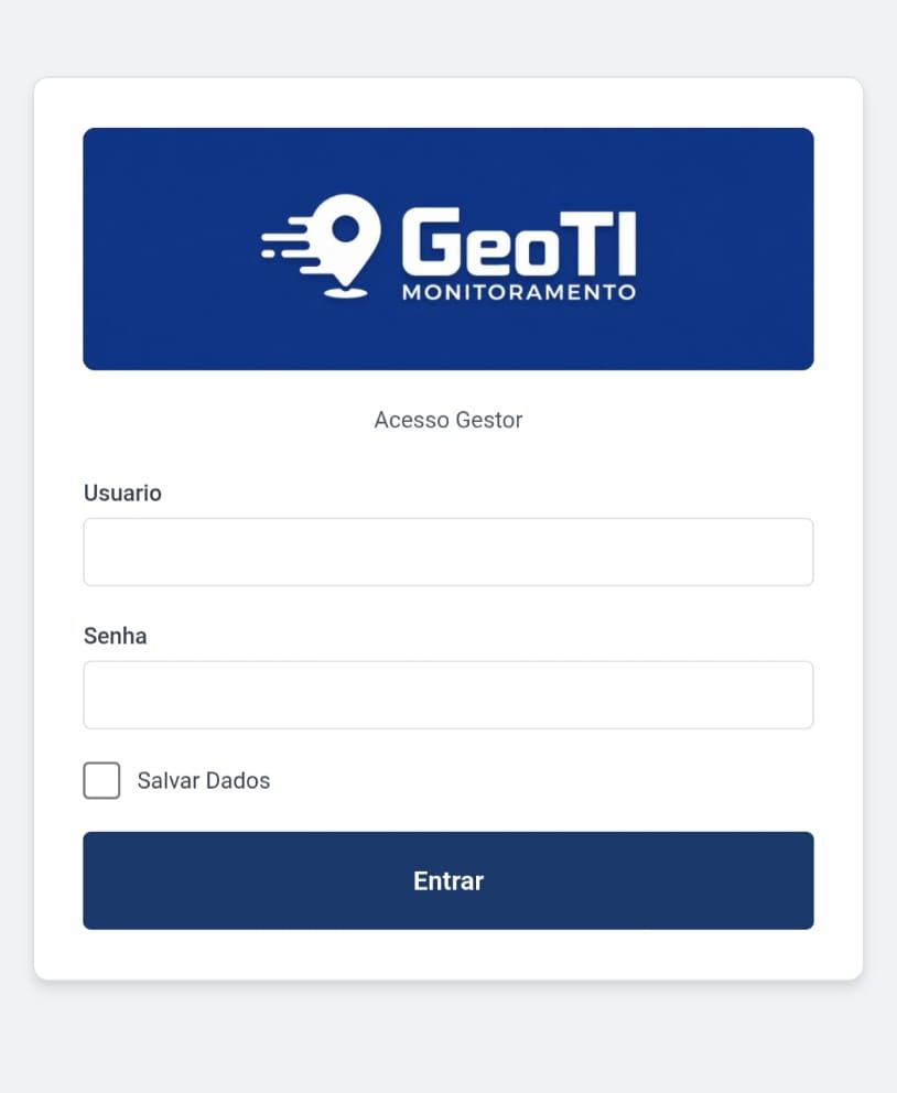 Tela de login do app GeoTI Gestor